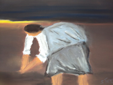 Peinture intitulée "paysanne" par Stephane Thery, Œuvre d'art originale, Pastel