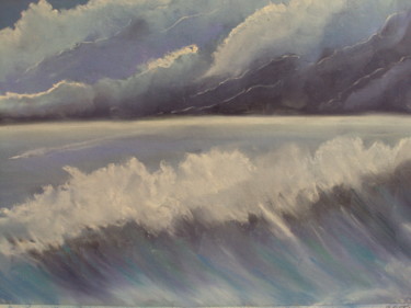 Peinture intitulée "vague et nuage" par Stephane Thery, Œuvre d'art originale, Pastel