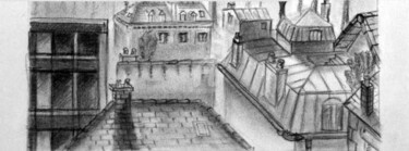 Drawing titled "De ma fenêtre" by Steph, Original Artwork