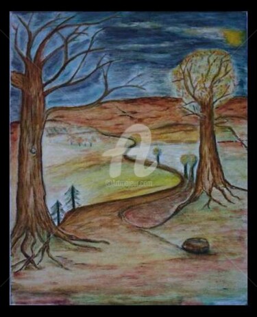 Peinture intitulée "la route de vie" par Steph, Œuvre d'art originale