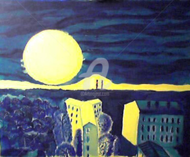 Peinture intitulée "Pleine lune" par Steph, Œuvre d'art originale