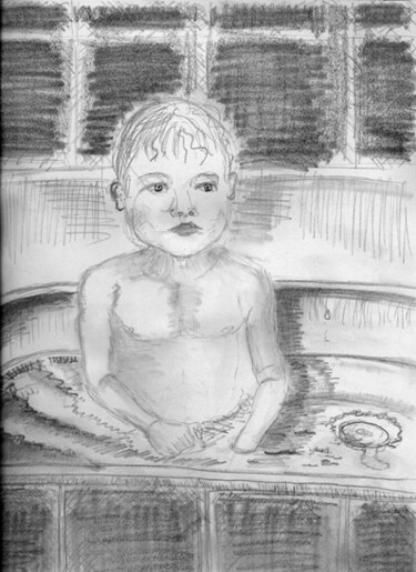 Drawing titled "BB au bain" by Steph, Original Artwork, Other