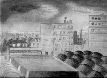 Drawing titled "Fontenay nuit 2" by Steph, Original Artwork, Other