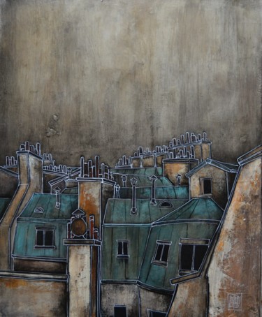 Malarstwo zatytułowany „Toits de PARIS #1” autorstwa Stéphane Castelli, Oryginalna praca