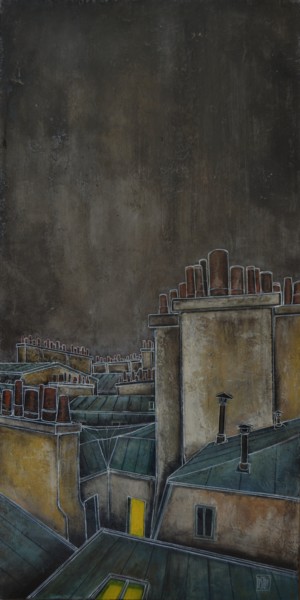 Painting titled "Les toits de PARIS…" by Stéphane Castelli, Original Artwork