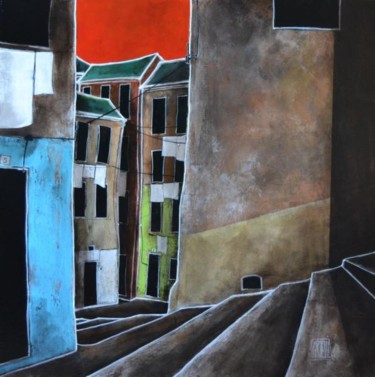 Painting titled "Village 11" by Stéphane Castelli, Original Artwork