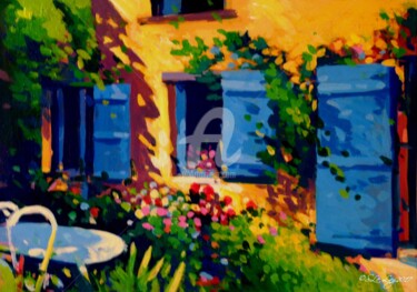Peinture intitulée "coin-de-jardin-au-s…" par Stéphane Le Lay, Œuvre d'art originale, Acrylique