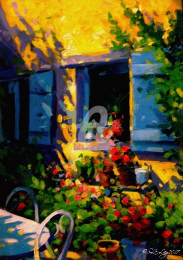 Schilderij getiteld "Jardin au soleil" door Stéphane Le Lay, Origineel Kunstwerk, Acryl