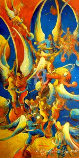 Peinture intitulée "Ronde angélique" par Stéphane Le Lay, Œuvre d'art originale, Acrylique