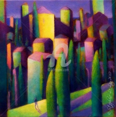Painting titled "Ville imaginaire" by Stéphane Le Lay, Original Artwork, Acrylic