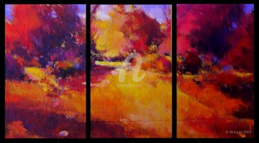 Peinture intitulée "rivière d'automne" par Stéphane Le Lay, Œuvre d'art originale, Huile