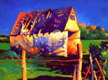 Peinture intitulée "Vieille grange" par Stéphane Le Lay, Œuvre d'art originale, Acrylique