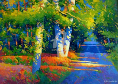 Peinture intitulée "Route forestière" par Stéphane Le Lay, Œuvre d'art originale, Acrylique