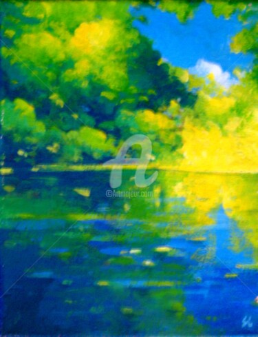 Peinture intitulée "Rivière en été" par Stéphane Le Lay, Œuvre d'art originale, Acrylique