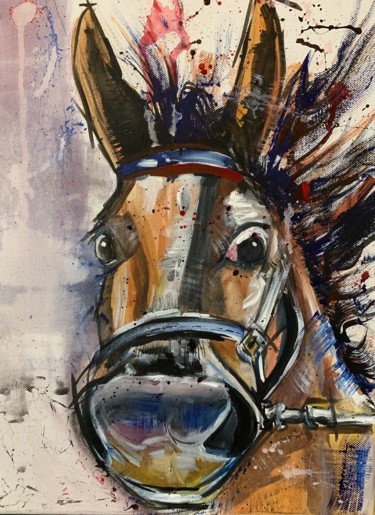 Peinture intitulée "Le cheval du trèfle" par Stephane Palazzotto, Œuvre d'art originale, Acrylique