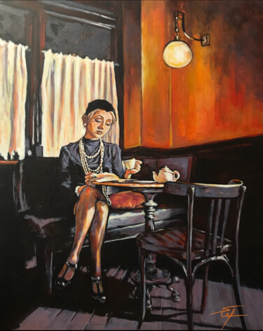 Peinture intitulée "Au salon de thé" par Stéphane Petit, Œuvre d'art originale, Acrylique