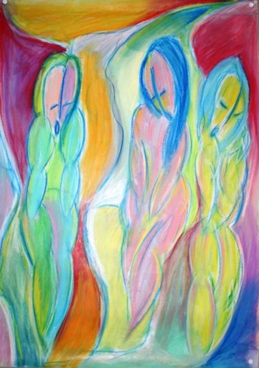 Painting titled "Rose et ses amies" by Stéphane Vanhove, Original Artwork