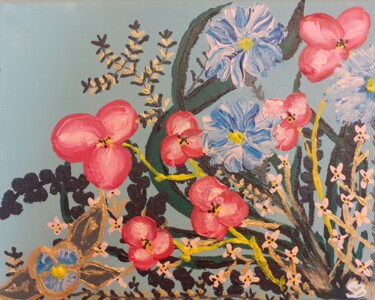 Painting titled "Méli-mélo de fleurs" by Stéphanie Beauvais, Original Artwork, Acrylic Mounted on Wood Stretcher frame
