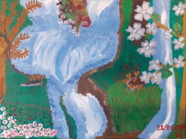Peinture intitulée "Fleuve de vie" par Stéphanie Beauvais, Œuvre d'art originale, Huile Monté sur Châssis en bois