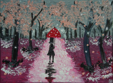 Painting titled "Chemin hivernal" by Stéphanie Beauvais, Original Artwork, Acrylic Mounted on Wood Stretcher frame