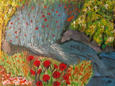 Peinture intitulée "Cascade d'eau vive" par Stéphanie Beauvais, Œuvre d'art originale, Acrylique Monté sur Châssis en bois