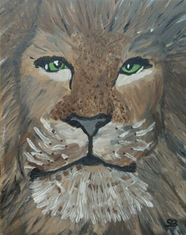 Schilderij getiteld "Le lion de Juda" door Stéphanie Beauvais, Origineel Kunstwerk, Acryl Gemonteerd op Frame voor houten br…