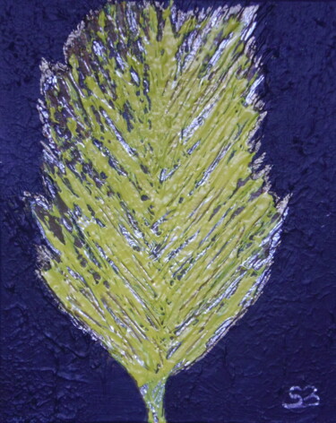 Painting titled "Feuille d'Automne" by Stéphanie Beauvais, Original Artwork, Acrylic Mounted on Wood Stretcher frame