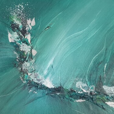 Painting titled "Ondes verte" by Stéphanie Bonsignore Montaggioni, Original Artwork, Acrylic