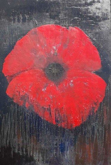 Painting titled "Le coquelicot" by Stéphanie Bouvard, Original Artwork, Collages