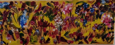 Painting titled "Dans mon jardin, na…" by Stéphanie Bravo, Original Artwork, Acrylic