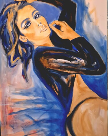 Painting titled "Libre" by Stéphanie Caillet, Original Artwork, Acrylic Mounted on Wood Stretcher frame