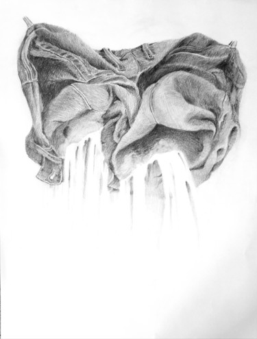 Drawing titled "CASCADE 2/3" by Stéphanie Cerdeira, Original Artwork, Pencil