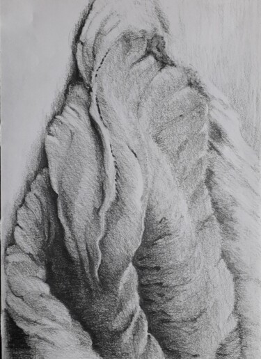 Dessin intitulée "plis sans courbure" par Stéphanie Cerdeira, Œuvre d'art originale, Crayon