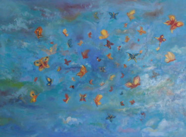 Peinture intitulée "Papillons I" par Etteilla, Œuvre d'art originale, Huile