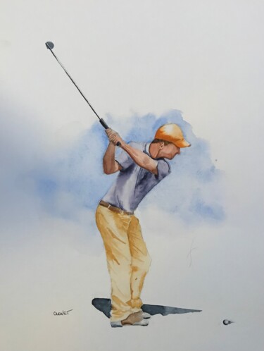 Peinture intitulée "Golfeur numéro 2" par Stéphanie Clenet, Œuvre d'art originale, Aquarelle