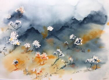 Peinture intitulée "Alpes Maritimes" par Stéphanie Clenet, Œuvre d'art originale, Aquarelle