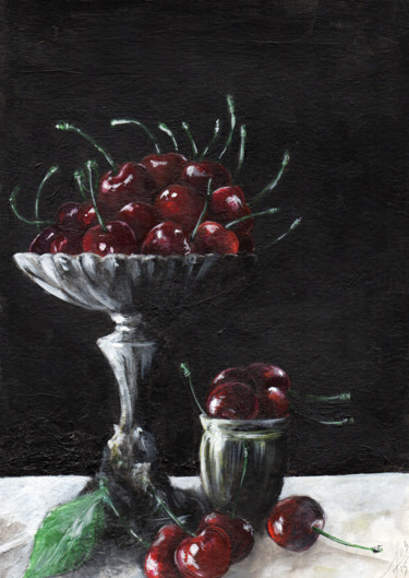 Peinture intitulée "Coupe de cerises.jpg" par Stephanie Criado, Œuvre d'art originale, Acrylique