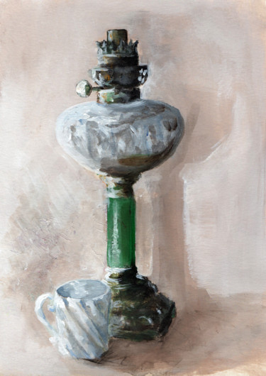 绘画 标题为“lampe à huile.jpg” 由Stephanie Criado, 原创艺术品, 丙烯