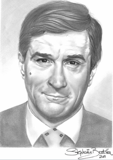 Drawing titled "Robert de NIRO" by Stéphanie Delanoe, Original Artwork, Charcoal