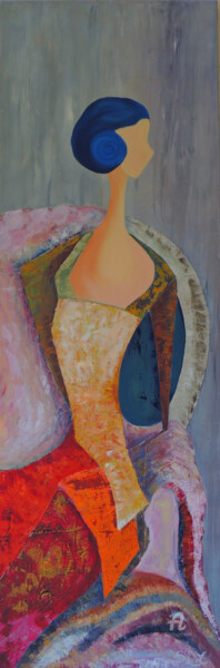 Painting titled "Les Femmes Cigales…" by Stéphanie Durand-Lelong, Original Artwork, Oil Mounted on Wood Stretcher frame