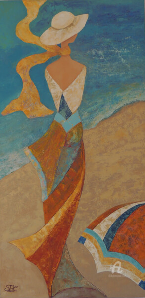 Peinture intitulée "La femme Cigale Par…" par Stéphanie Durand-Lelong, Œuvre d'art originale, Huile Monté sur Châssis en bois
