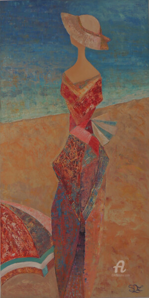 Peinture intitulée "La Femme Cigale Par…" par Stéphanie Durand-Lelong, Œuvre d'art originale, Huile