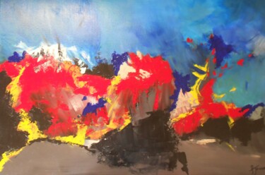 Pintura titulada "Paysage chaotique" por Stéphanie Jouve Atallah, Obra de arte original, Acrílico Montado en Bastidor de cam…