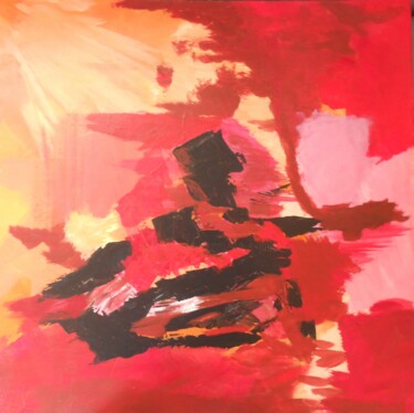 Painting titled "Le réveil du volcan" by Stéphanie Jouve Atallah, Original Artwork, Acrylic