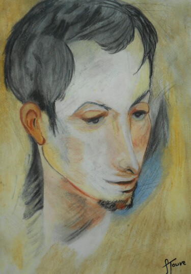 Disegno intitolato "Le jeune homme apat…" da Stéphanie Jouve Atallah, Opera d'arte originale, Pastello