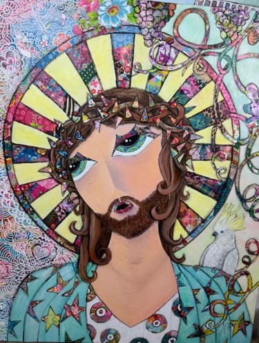Peinture intitulée "Jésus et son cacato…" par S.Kor, Œuvre d'art originale, Acrylique