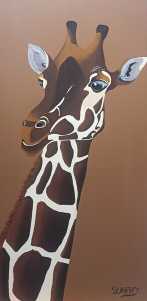 Painting titled "Girafe 1" by Stéphanie Lanfrey, Original Artwork, Acrylic