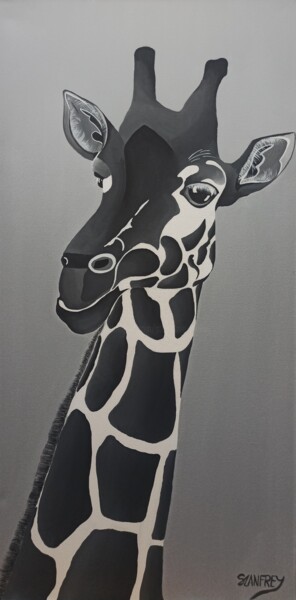 Painting titled "Girafe 2" by Stéphanie Lanfrey, Original Artwork, Acrylic