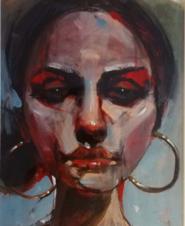Painting titled "Face" by Stephanie Lavanan, Original Artwork, Acrylic