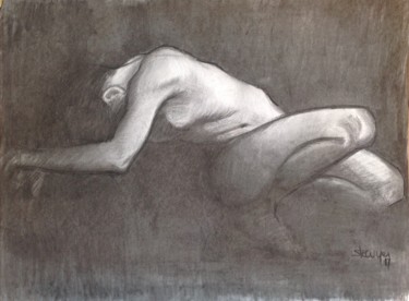 Drawing titled "Perséphone" by Stéphanie Lécuyer, Original Artwork, Charcoal